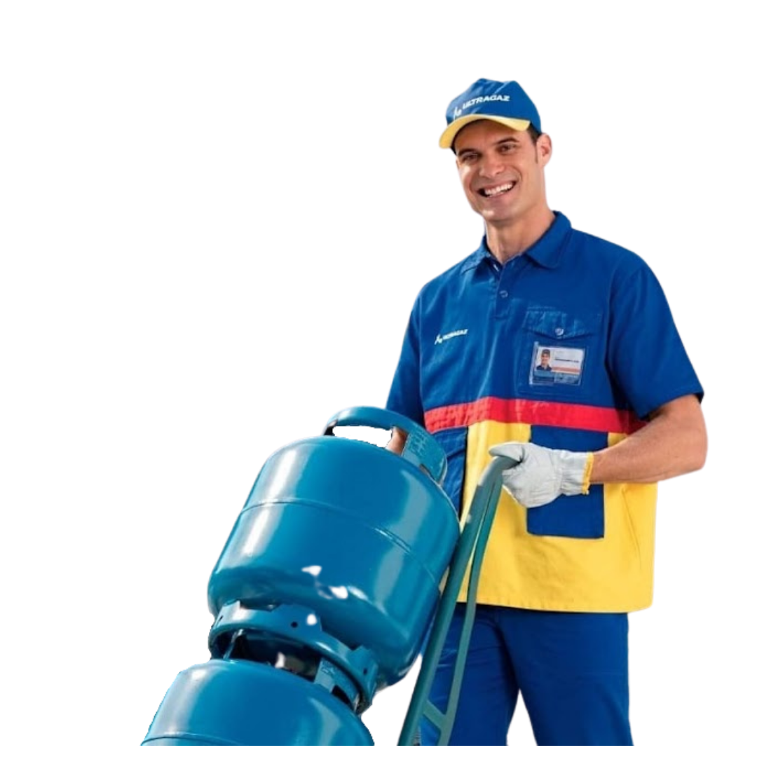 entregador ultagaz com botijao